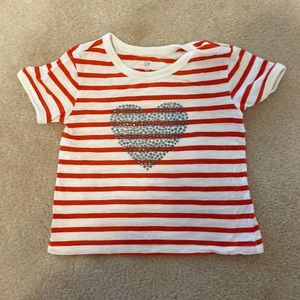 Gap stripe t shirt with silver heart sz 4T